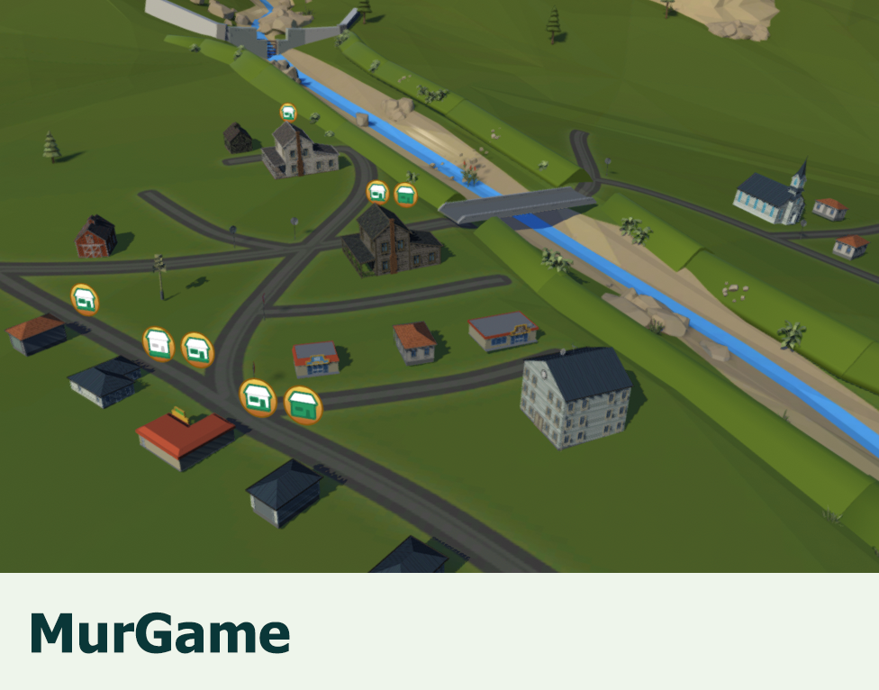 MurGame: Eine spielerische Murgang-Simulation, bei der man ein Alpendorf vor Schlammlawinen beschützt.